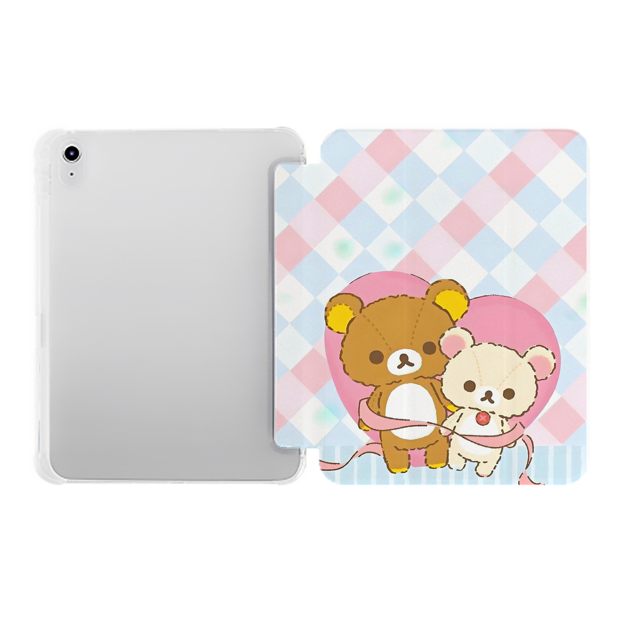 （画像用） リラックマ リラックマ キイロイトリ Rilakkuma Korilakkuma Kiiroitori IPad ケース ペン収納付き 三つ折りスタンド PUレザー×シリコン 対応機種9.5/10.5/10.9インチ
